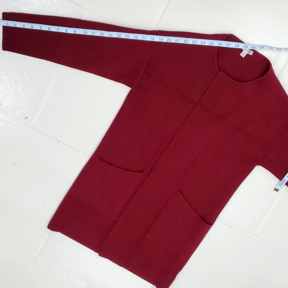 Rebecca Elliot cardigan sweater women's small burgundy long open front - Picture 6 of 8